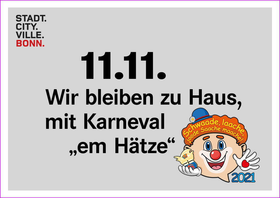 Wir bleiben zu Haus  mit Karneval em Htze / Mottologo mit Alaaf-Regeln