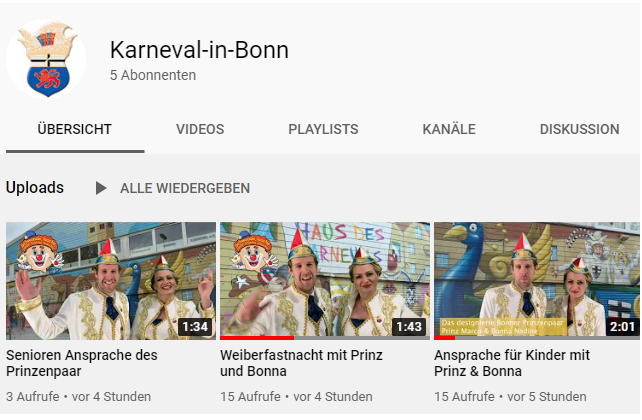 Karneval-in-Bonn auf YouTube